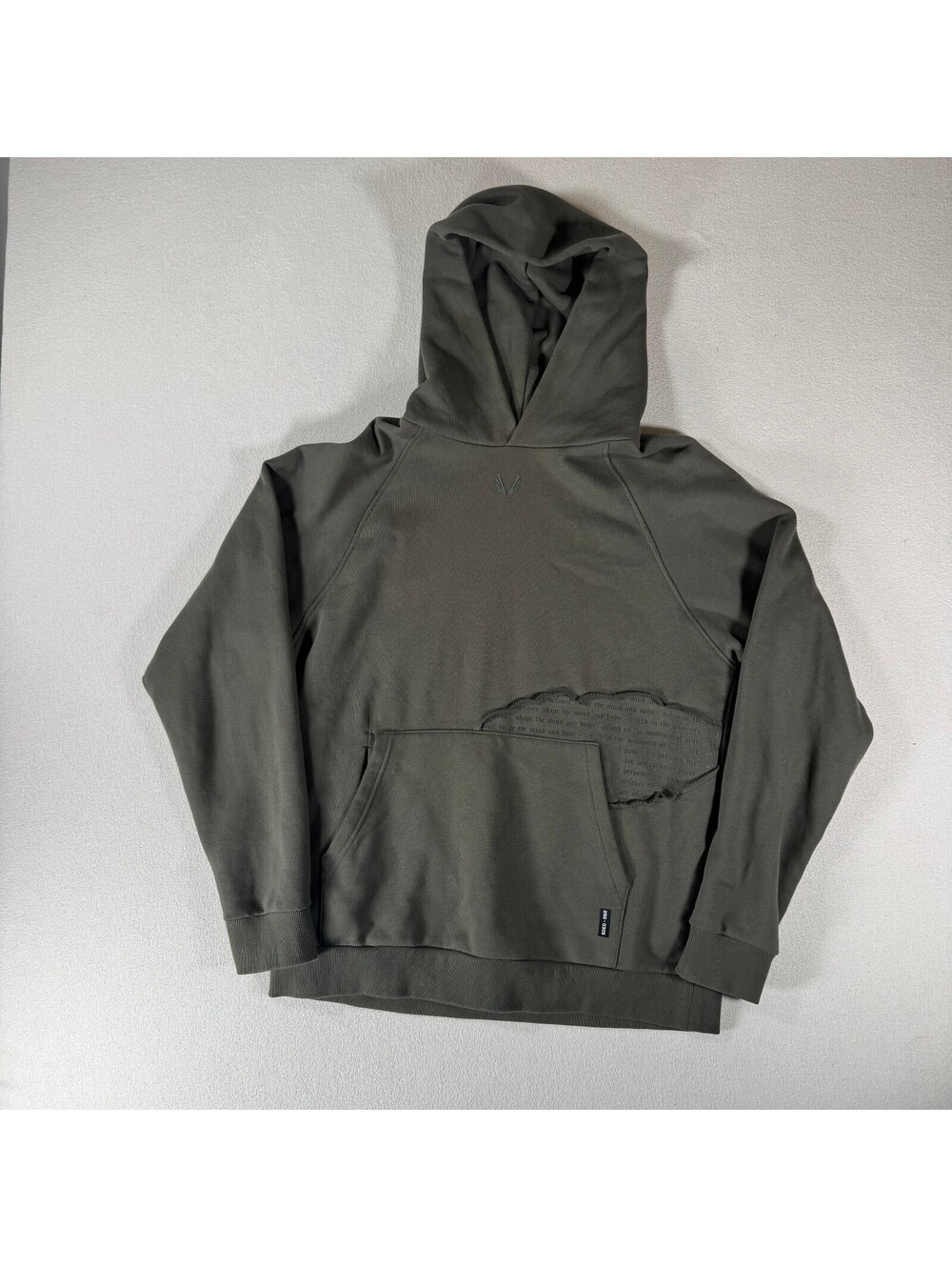 ASRV Mantra Aesthetic Revolution Olive Green Hoodie with Text Detail Athletic